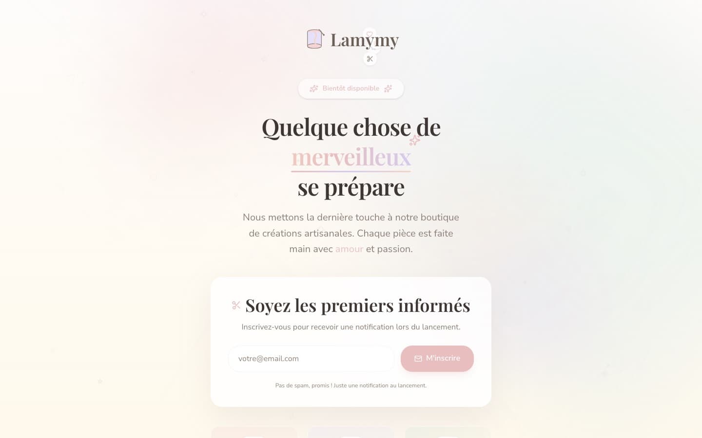 Page d'accueil — Lamymy — Créations artisanales