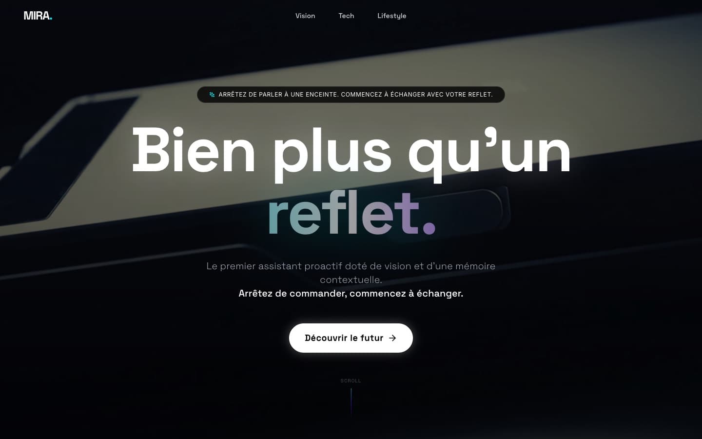 Page d'accueil — MIRA — Assistant proactif (site vitrine)
