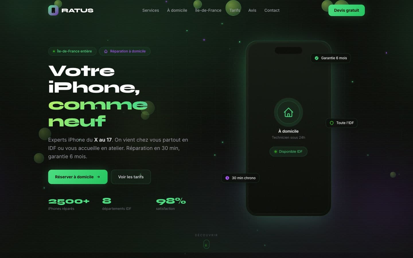 Page d'accueil — Ratus — Réparation iPhone IDF